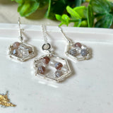 Elegantes Schmuckset mit Botswana-Achat und Bergkristall – 925 Silber Halskette & Ohrringe, stilvoll und mit besonderer Symbolik, perfektes Geschenk