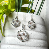 Elegantes Schmuckset mit Botswana-Achat und Bergkristall – 925 Silber Halskette & Ohrringe, stilvoll und mit besonderer Symbolik, perfektes Geschenk