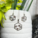 Elegantes Schmuckset mit Botswana-Achat und Bergkristall – 925 Silber Halskette & Ohrringe, stilvoll und mit besonderer Symbolik, perfektes Geschenk