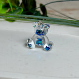 Bärchen-Anhänger aus Harz – Blaue Holoflakes (Edelstahlöse)