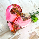 Maserholz-Epoxidharz Deko Herz Set mit Jesmonite Tablett