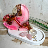 Maserholz-Epoxidharz Deko Herz Set mit Jesmonite Tablett