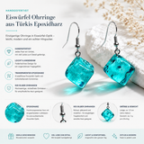 Eiswürfel-Ohrringe aus Epoxidharz in Türkis mit 925 Silber