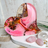 Maserholz-Epoxidharz Deko Herz Set mit Jesmonite Tablett