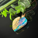 Herz-Halskette Holz, Harz & Labor-Opal – Aurora