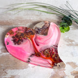 Maserholz-Epoxidharz Deko Herz Set mit Jesmonite Tablett