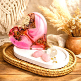 Maserholz-Epoxidharz Deko Herz Set mit Jesmonite Tablett