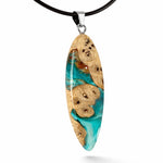 Edelstahl Anhängerschlaufe an schwarzer Lederkette mit Karabiner und Verlängerung. Filigraner Ocean Anhänger inspiriert von Meer und Wellen, natürlicher Unikat Schmuck für Damen und Herren.