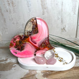 Maserholz-Epoxidharz Deko Herz Set mit Jesmonite Tablett