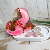 Maserholz-Epoxidharz Deko Herz Set mit Jesmonite Tablett