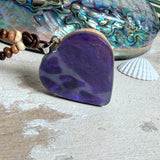 Herzanhänger aus Eibenholz & Paua-Muschel – Lila Harz