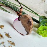 Pusteblumen-Herz Kindheitsglück aus Olivenholz & pinkem Harz