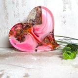 Maserholz-Epoxidharz Deko Herz Set mit Jesmonite Tablett