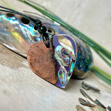 Bunter handgemachter Herzanhänger aus Rebholz & Paua-Muschel – Einzigartiger Unikatschmuck mit Schimmerndem Farbspiel, perfektes Geschenk