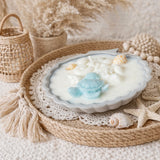 Ozeanfreund – Jesmonite, Soja Muschelkerze mit türkise Schildkröte