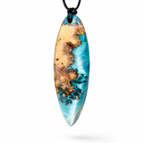 Surfbrett-Anhänger aus Maserholz & Harz in Lagunenoptik